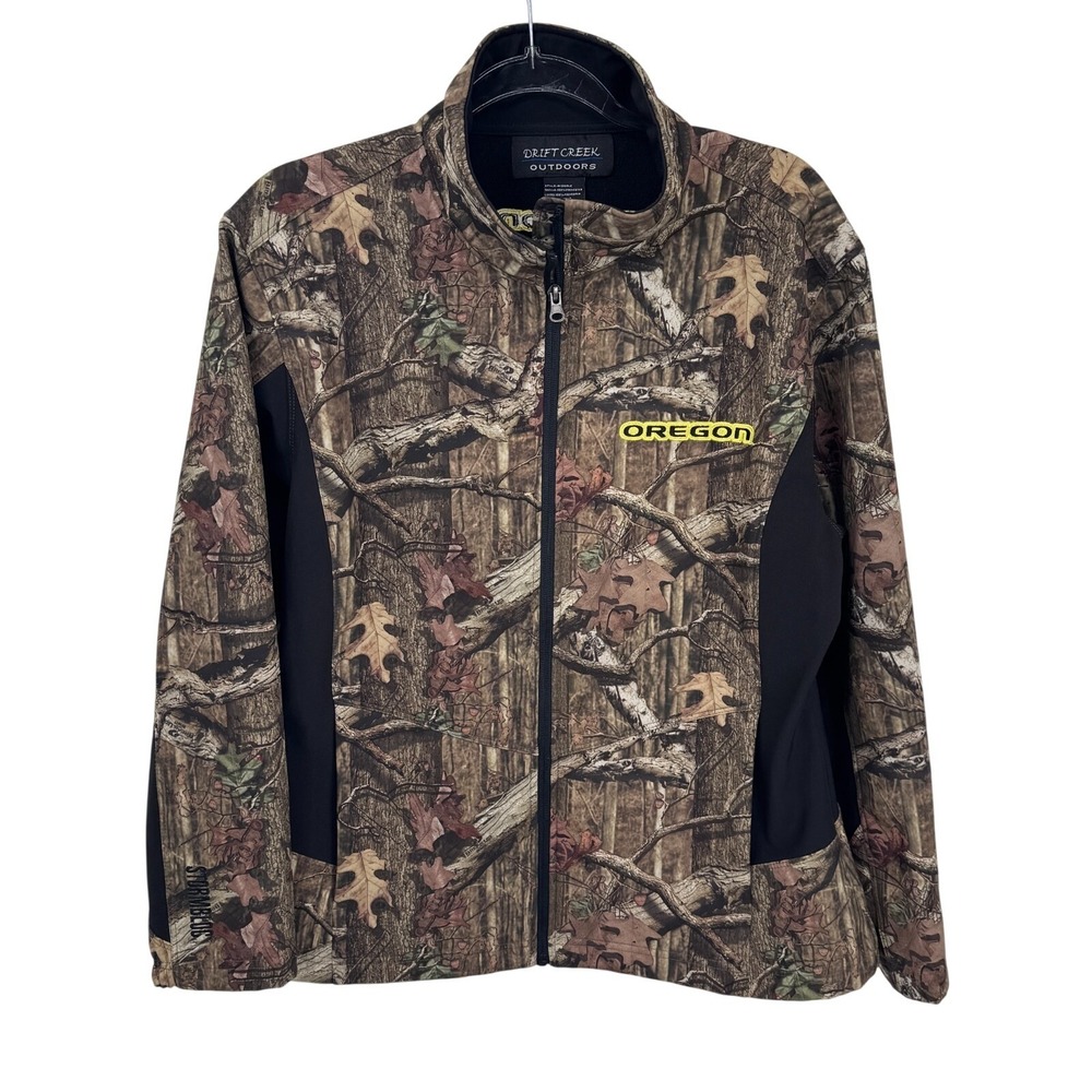 Drift Creek Outdoors OREGON DUCKS Hunting Jacket XL Brown Camo Fleece Lined